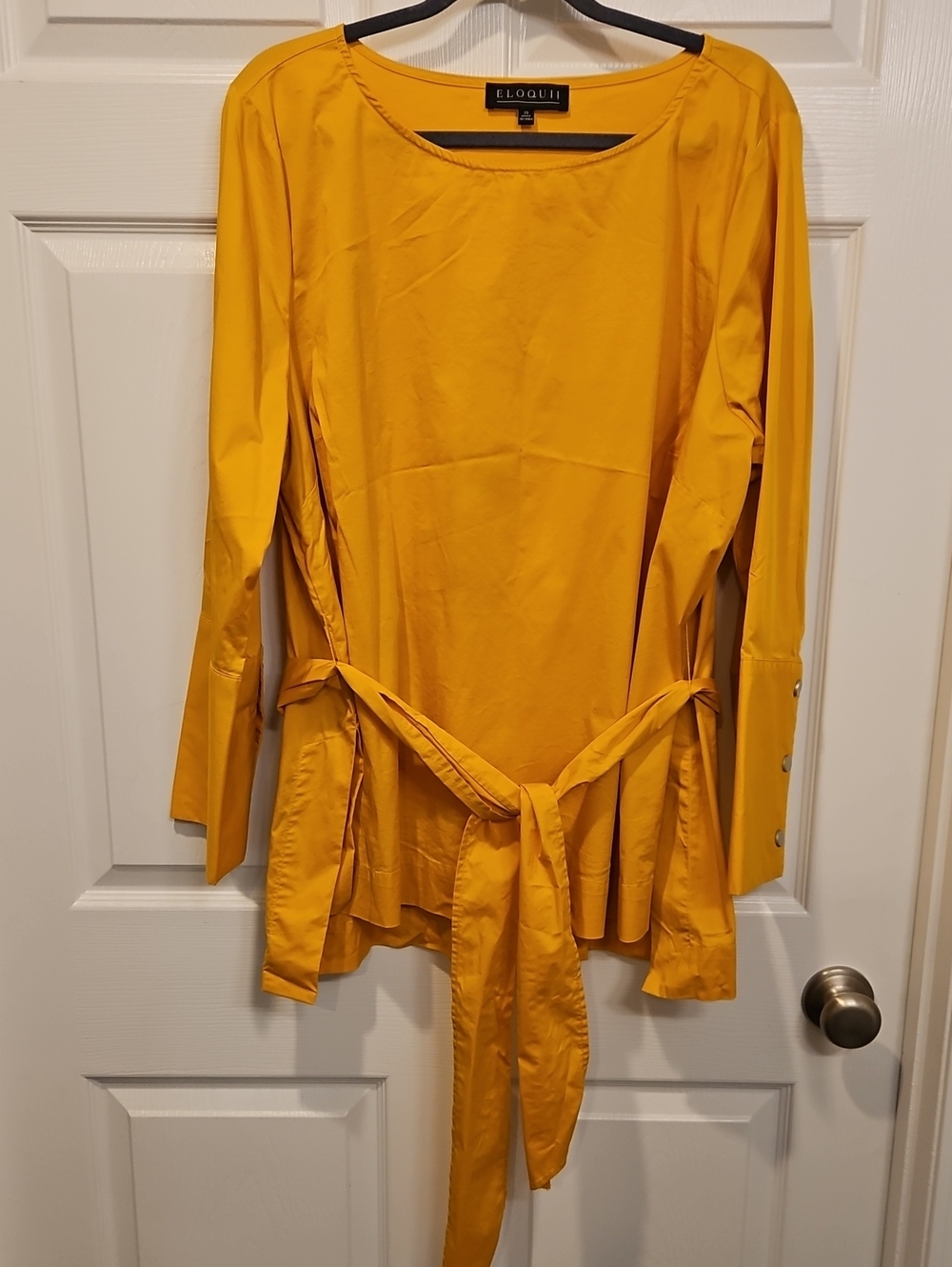 Eloquii Golden Yellow Long-Sleeve Tie-Front Top